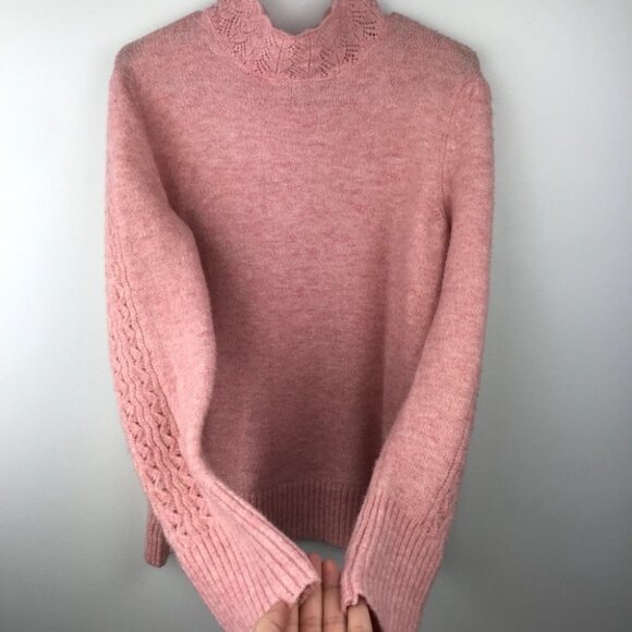 Cynthia Rowley  Coral Mock Neck long sleeve Wool Sweater Women size S - Picture 7 of 13